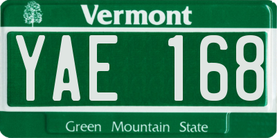 VT license plate YAE168