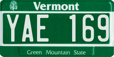 VT license plate YAE169