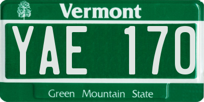 VT license plate YAE170