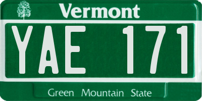 VT license plate YAE171