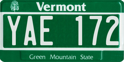 VT license plate YAE172