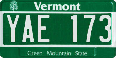 VT license plate YAE173