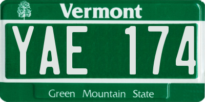 VT license plate YAE174