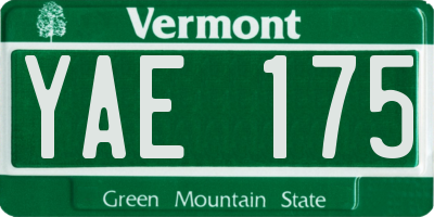 VT license plate YAE175