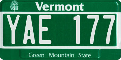 VT license plate YAE177