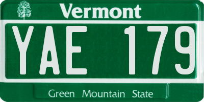 VT license plate YAE179