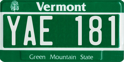 VT license plate YAE181