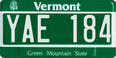 VT license plate YAE184
