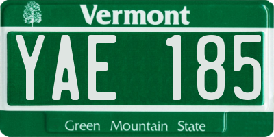 VT license plate YAE185
