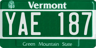 VT license plate YAE187