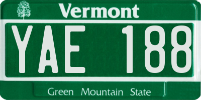 VT license plate YAE188