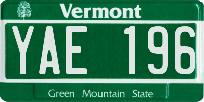 VT license plate YAE196