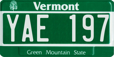 VT license plate YAE197