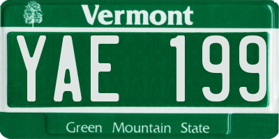 VT license plate YAE199