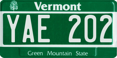 VT license plate YAE202