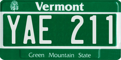 VT license plate YAE211