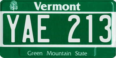 VT license plate YAE213