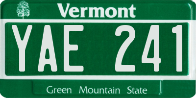 VT license plate YAE241
