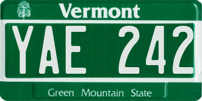 VT license plate YAE242