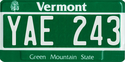 VT license plate YAE243