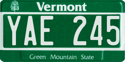VT license plate YAE245