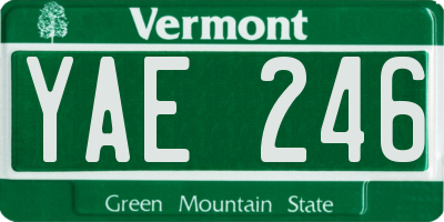VT license plate YAE246