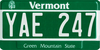 VT license plate YAE247