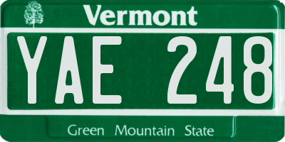 VT license plate YAE248