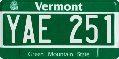 VT license plate YAE251