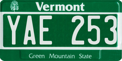 VT license plate YAE253