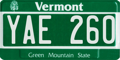 VT license plate YAE260