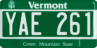 VT license plate YAE261