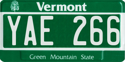 VT license plate YAE266