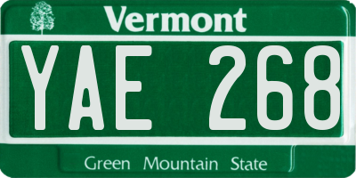 VT license plate YAE268