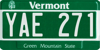 VT license plate YAE271