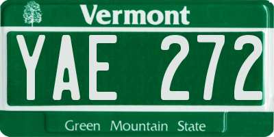 VT license plate YAE272