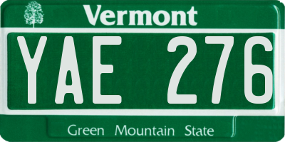 VT license plate YAE276