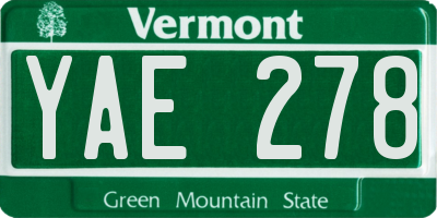 VT license plate YAE278