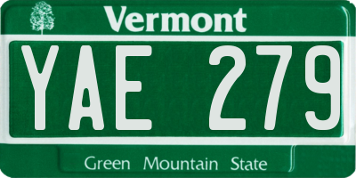 VT license plate YAE279