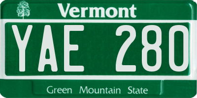 VT license plate YAE280