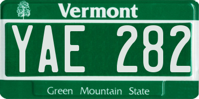 VT license plate YAE282