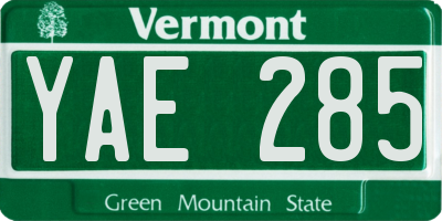 VT license plate YAE285