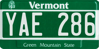 VT license plate YAE286