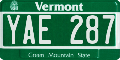 VT license plate YAE287