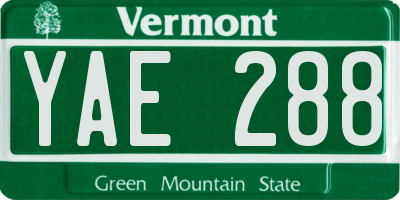 VT license plate YAE288