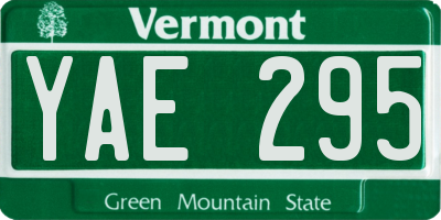 VT license plate YAE295