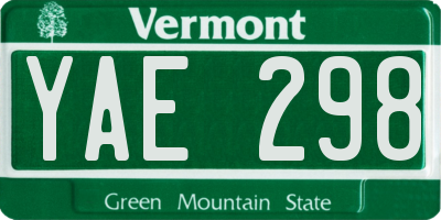 VT license plate YAE298
