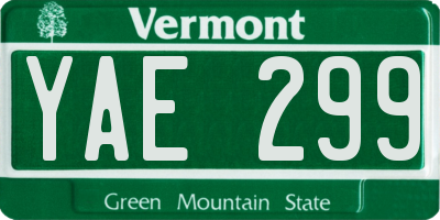 VT license plate YAE299