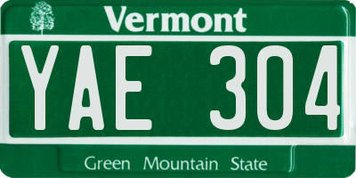 VT license plate YAE304