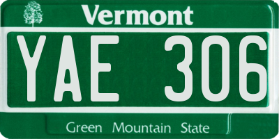 VT license plate YAE306